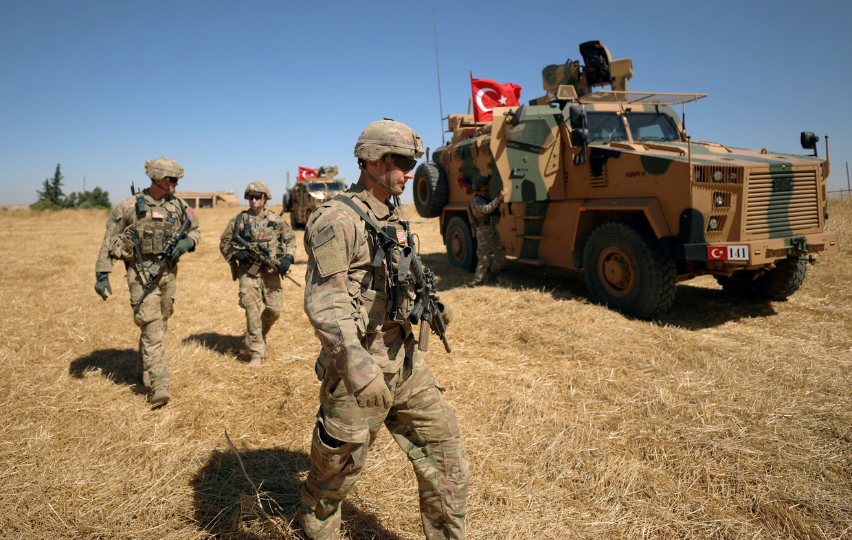 Amerikaanse soldaten tijdens een missie vlakbij Tel Abyad, Syrië, op 8 september 2019. Beeld Reuters