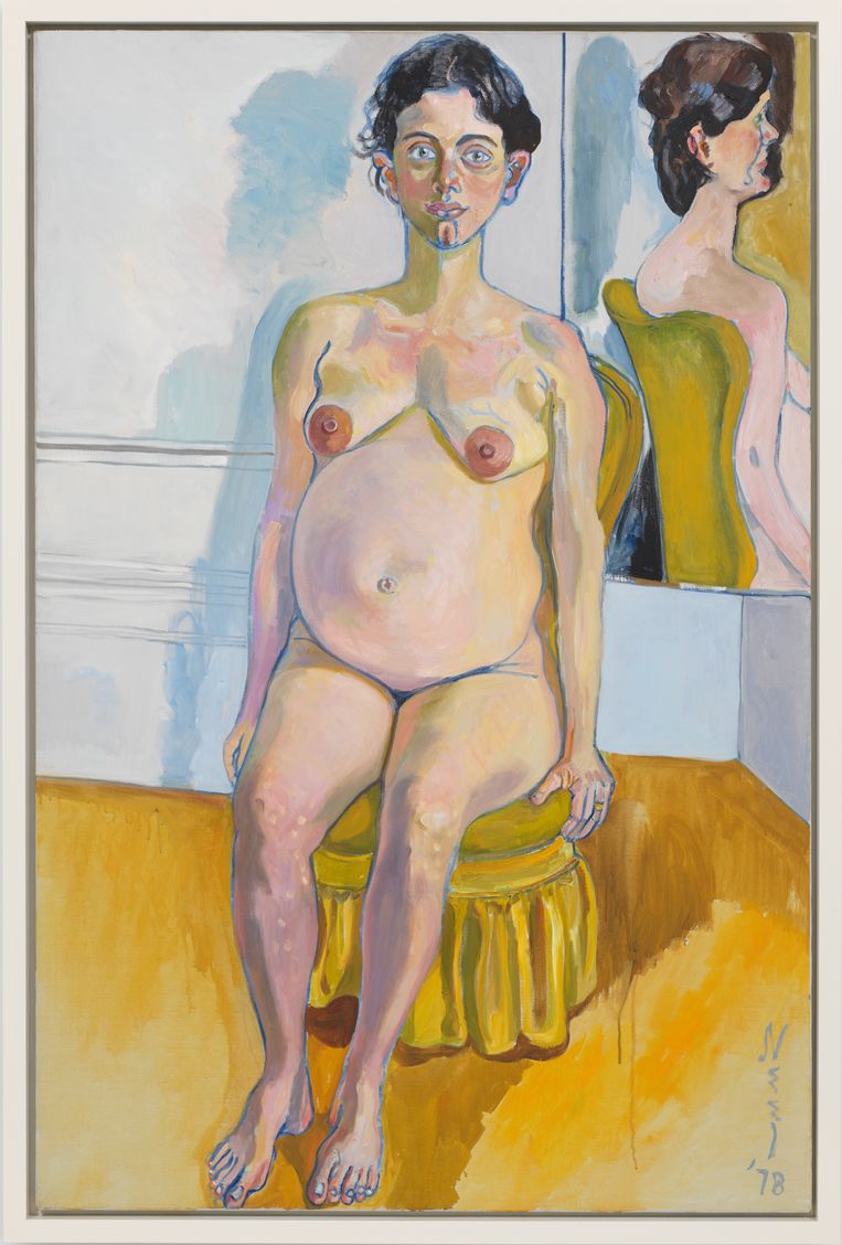 Alice Neel: Margaret Evans pregnant (1978).
 Beeld © The Estate of Alice Neel and David Zwirner. Photo Kerry McFate