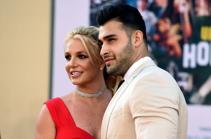 Britney Spears en haar kersverse hubby Sam Asghari.
