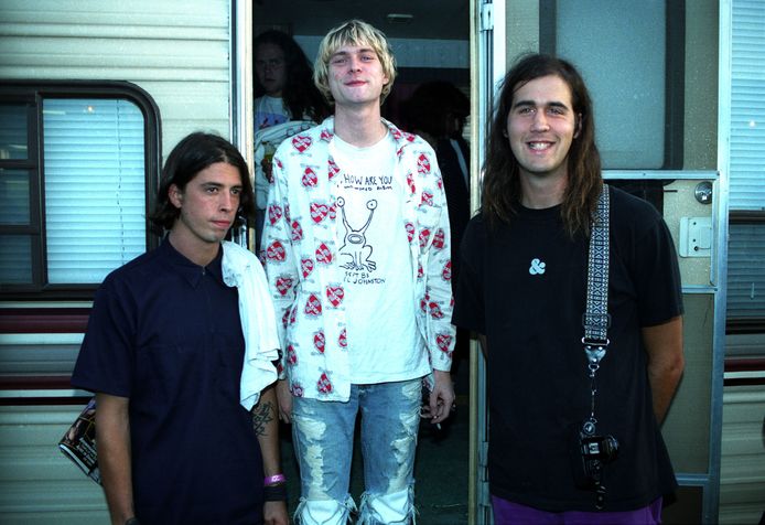 Dave Grohl, Kurt Cobain en Kirst Novoselic van Nirvana