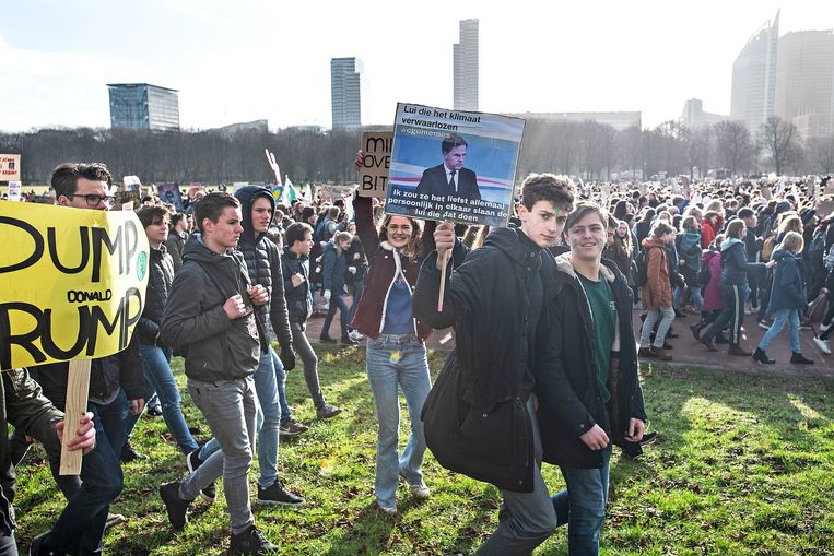 Leerlingen demonstreerden vorig jaar in Den Haag voor het klimaat. Beeld Guus Dubbelman / de Volkskrant