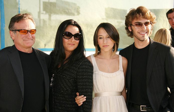 Robin Williams met zijn gezin.