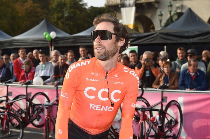 Ten Dam vlak voor de start van de Ronde van Lombardije 2019: zijn laatste profkoers.