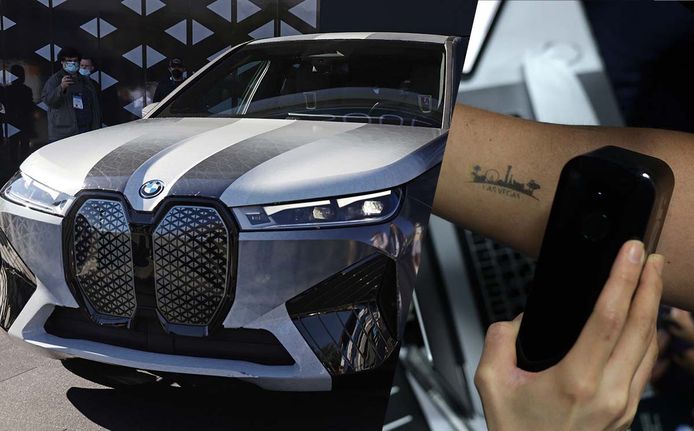 Fotomontage: de BMW iX Flow and E Ink en de Prinker.