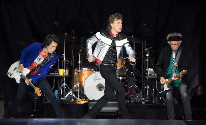 Ron Wood, Mick Jagger en Keith Richards.
