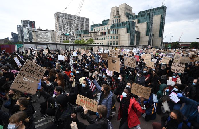 Protest in Londen zondag.