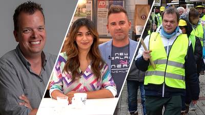 Royaltyverslaggever Jeroen Schmale en woordvoerder  gele hesjes in De Ochtend Show to go