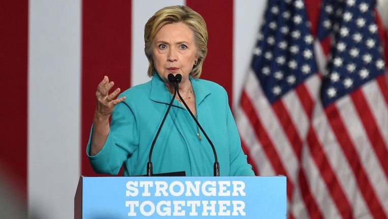 Hillary Clinton ging vol in de aanval op Donald Trump tijdens haar toespraak in Reno, Nevada Beeld afp