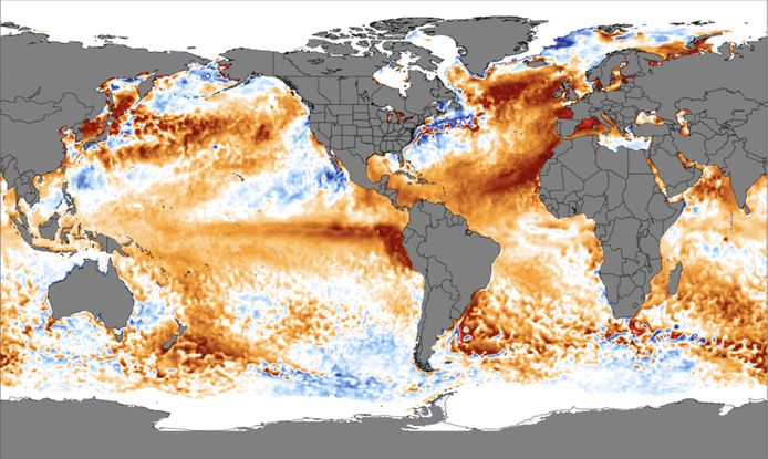 Wereldwijd zien wetenschappers warmere oceanen.