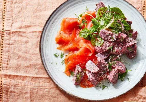 Wat een plaatje: bietensalade met gerookte zalm