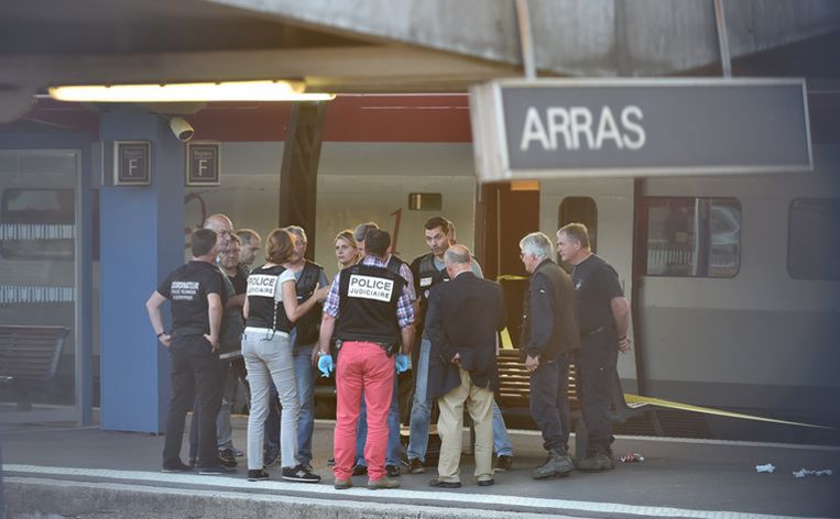 Bij de aanslag in de Thalys in augustus 2015 raakten twee reizigers gewond. Drie Amerikanen konden de aanvaller overmeesteren. Beeld AFP