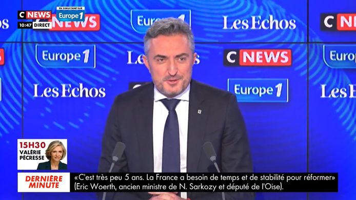 Le sénateur RN Stéphane Ravier annonce son ralliement à Eric Zemmour sur Cnews/Europe 1/Les Echos, le 13 février 2022.