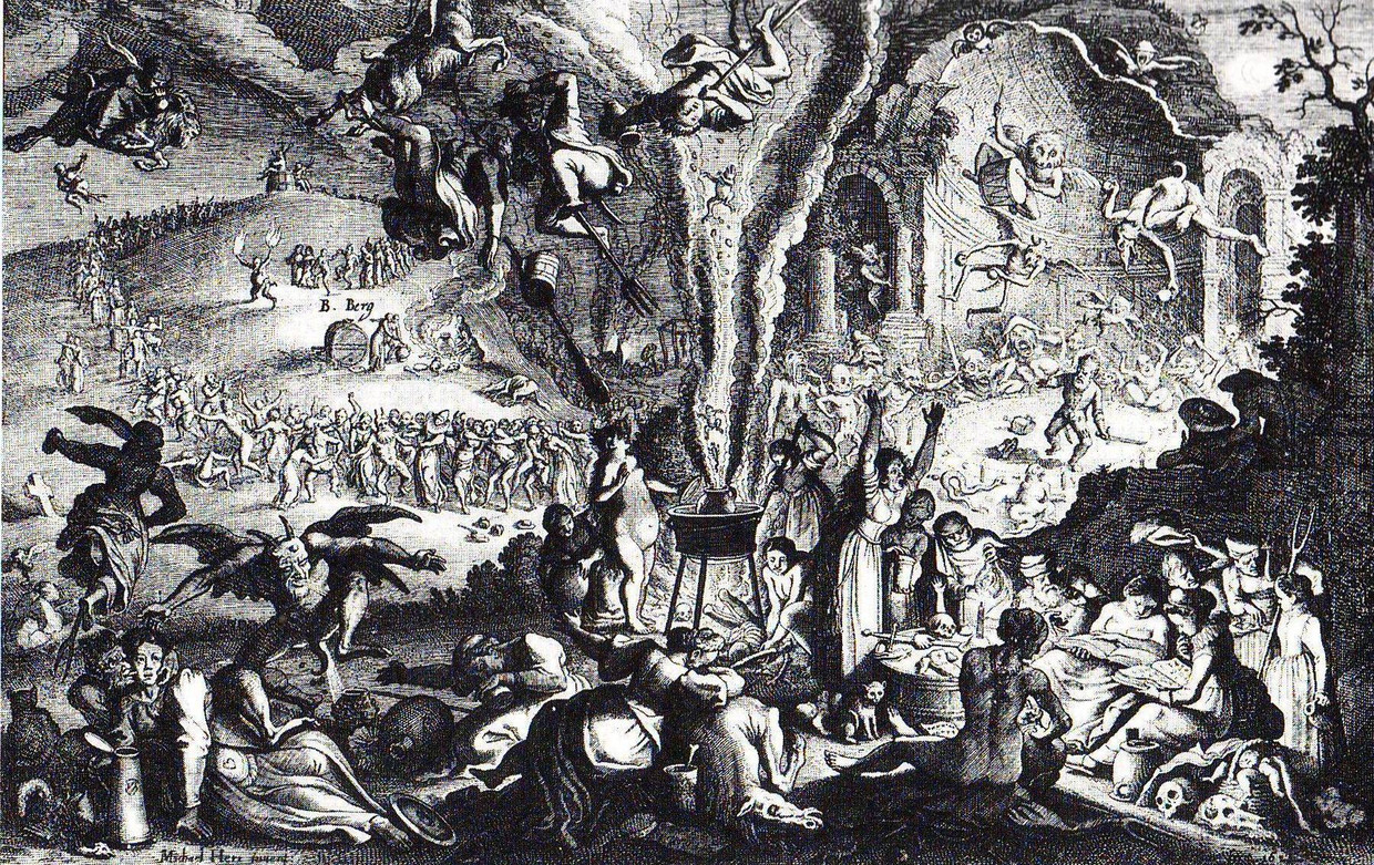 Heksensabbat op de Brockenberg, door B. Berg (1650). Beeld Germanisches Nationalmuseum Nürnberg