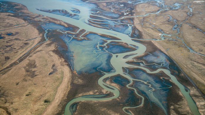 De Wadden (Terschelling) vanuit vogelperspectief.