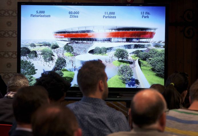 Zo zou het ambitieuze Eurostadion er moeten gaan uitzien. Anderlecht heeft - voorlopig - de stekker getrokken uit het project.