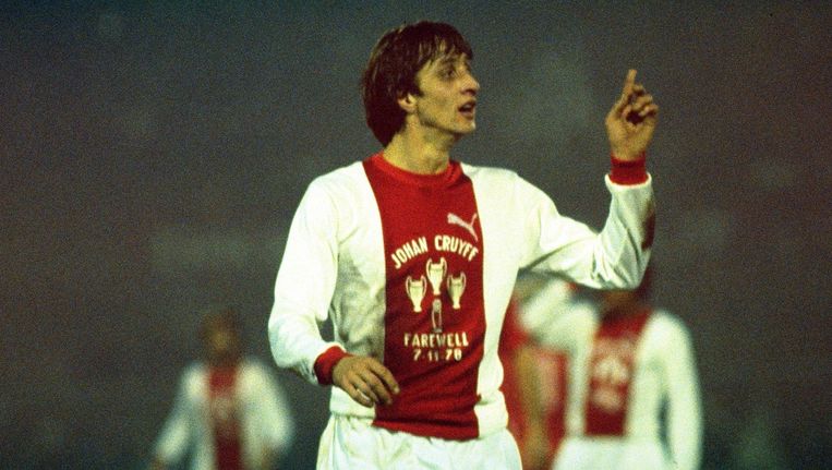 Johan Cruijff bij zijn afscheidswedstrijd in 1978. Beeld Anp