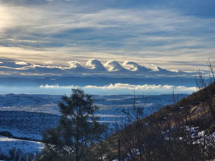 Kelvin-Helmholtz wolken te zien in Wyoming, Verenigde Staten.