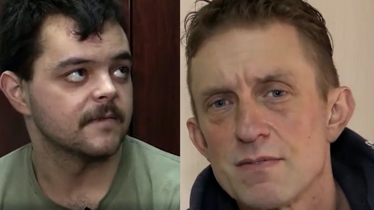 De Russische televisie toonde maandag twee Britse gevangenen, Shaun Pinner en Aiden Aslin. Beeld 
