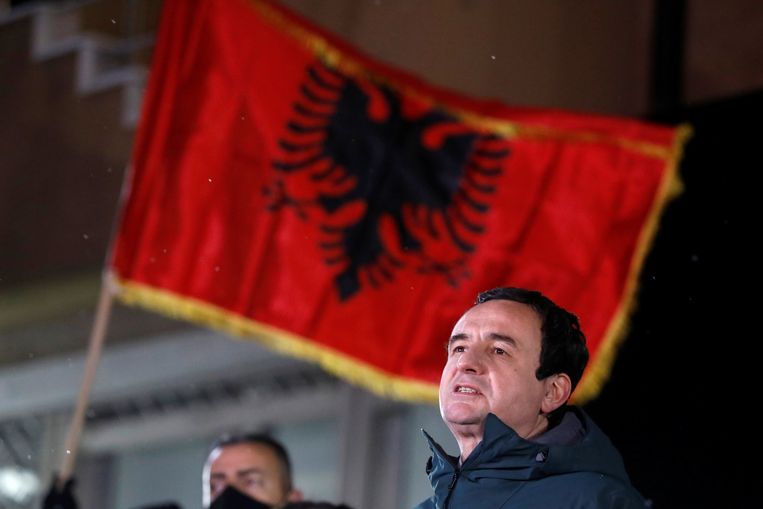 Kosovaars premier Albin Kurti na de parlementsverkiezingen in Pristina, in 2021 Beeld REUTERS