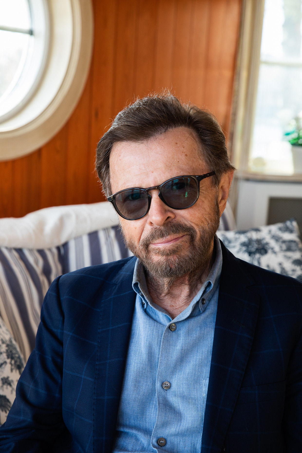 Björn Ulvaeus van Abba in zijn tuinhuisje op het eiland Vågaskär.  Beeld Nadja Hallstrom