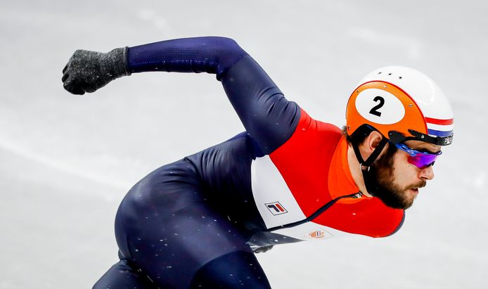Sjinkie Knegt in actie tijdens de Olympische Winterspelen van Pyeongchang.
