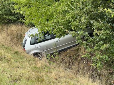 Automobilist schiet over weghelft van tegenliggers en komt tot stilstand tegen boom
