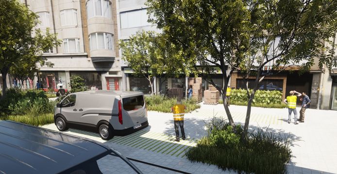 Geen parkeerplaatsen meer, wel laad- en loszones voor de vele handelaars op de baan.