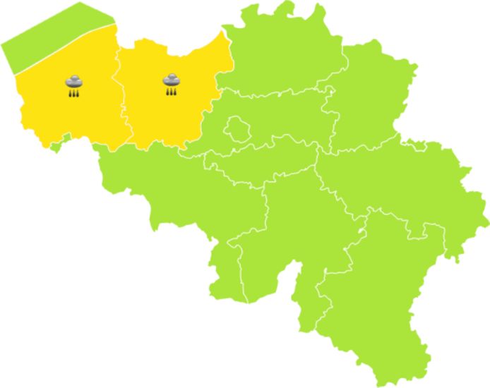 Code geel voor regen in Oost- en West-Vlaanderen