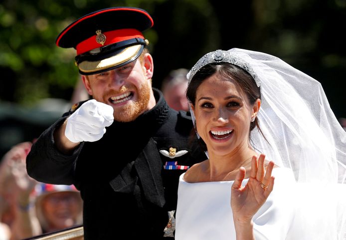 Le prince Harry et Meghan Markle lors de leur mariage en 2018.