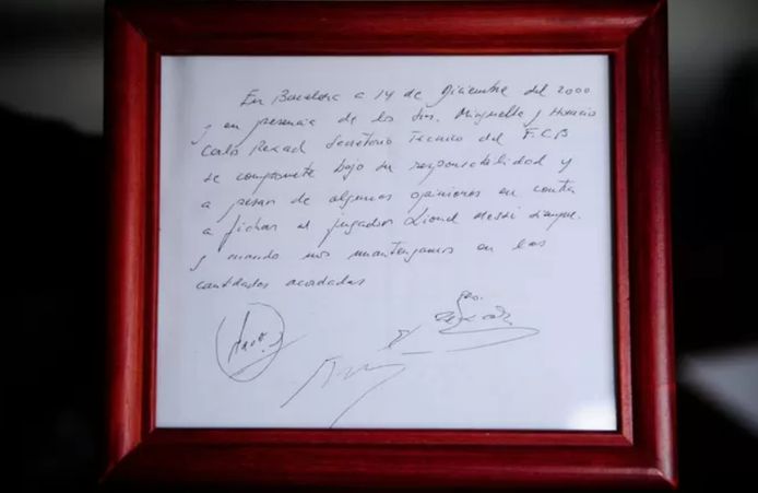 The declaration of intention to contract the famous handkerchief is now framed.