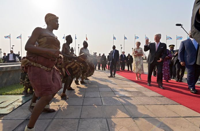 Filip en Mathilde kregen een warm welkom in Kinshasa.