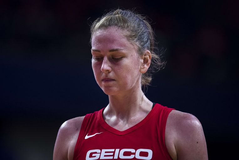 Emma Meesseman was goed voor 21 punten en zes rebounds in de derde finalewedstrijd. Beeld AFP
