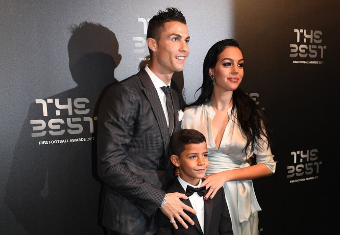 Cristiano Ronaldo, zijn vriendin Georgina Rodriguez en zijn zoon Cristiano Ronaldo Jr.