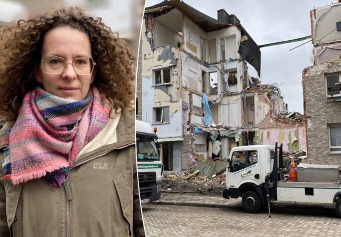Kassandra Driezen, woordvoerster van woonmaatschappij De Ark en het vernielde appartementsgebouw in Turnhout