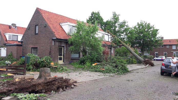 Stormschade na de tornado in Rheden.