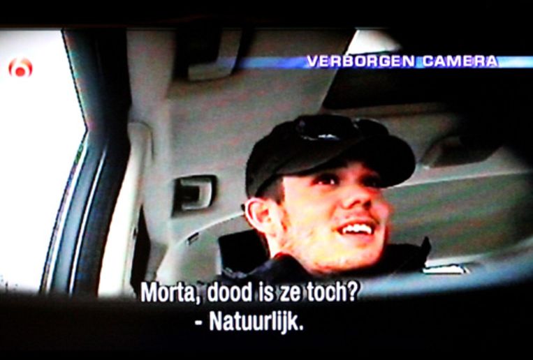 Een screenshot van de uitzending van Peter R. de Vries. Joran vertelt voor de verborgen camera dat Natalee dood is. (ANP/SBS6/ENDEMOL) Beeld ANP