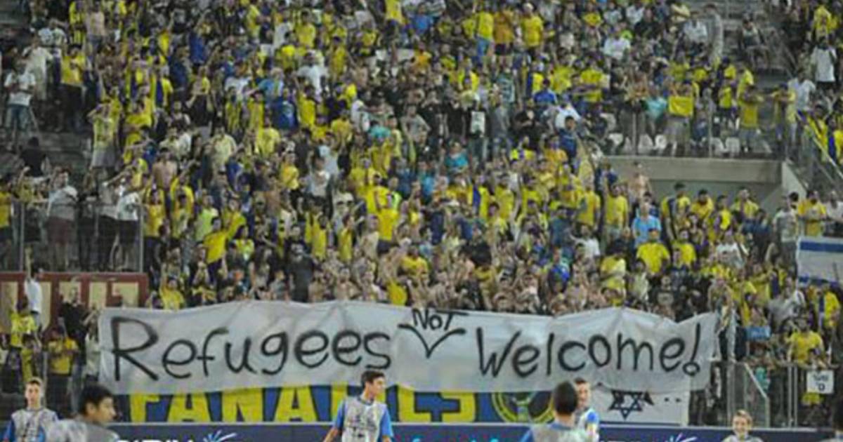 Bij fans Maccabi Tel Aviv zijn vluchtelingen niet welkom