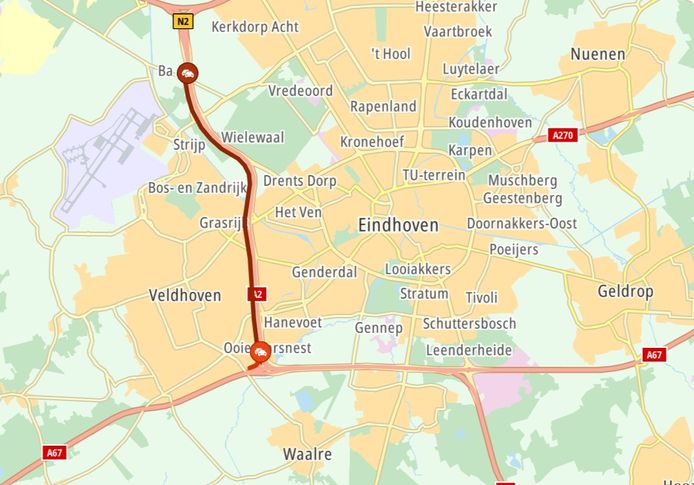 Rond 11.00 uur ontstond er vertraging op de snelweg na een ongeluk bij knooppunt De Hogt.