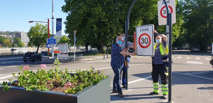 Aménagement de la zone 30 dans l'hypercentre de Huy.