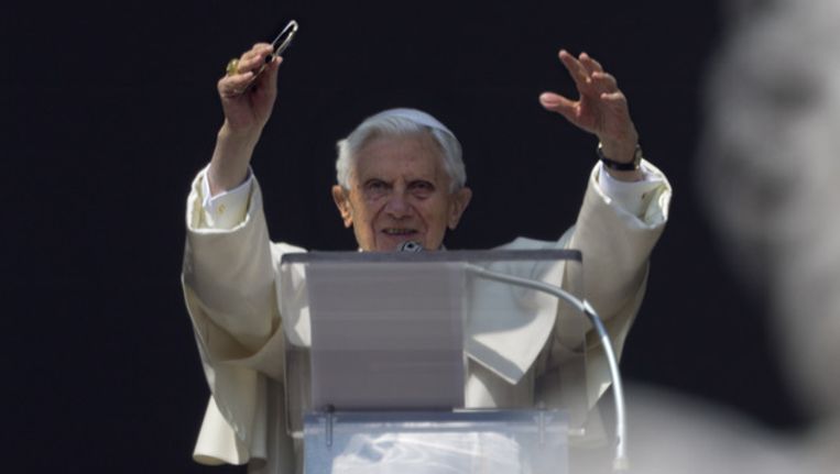 Paus Benedictus XVI op 17 februari in het Vaticaan. Beeld AP