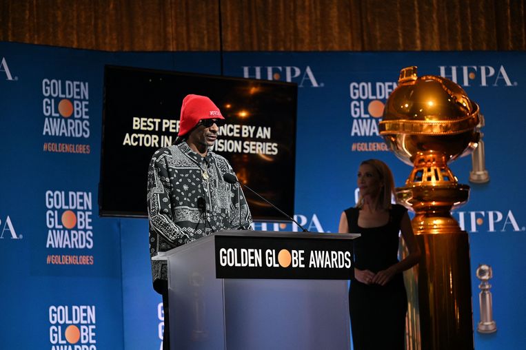 Snoop Dogg en Helen Hoehne bij de aankondiging van de nominaties. Beeld AFP