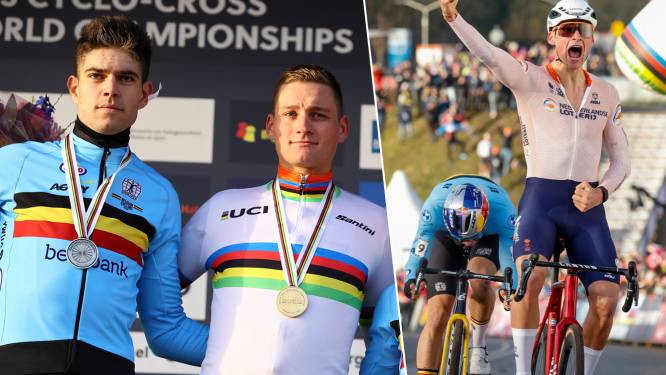 Van der Poel legt Van Aert erop in razendspannende sprint en haalt met vijfde wereldtitel zijn gram in Hoogerheide 