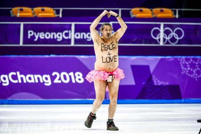 Roberts op de schaatsbaan tijdens de Olympische Winterspelen van eerder dit jaar in Pyeongchang.