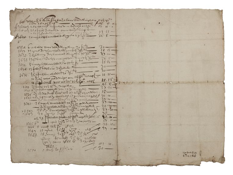 The inside of the stock from 1606, in the possession of city clerk Pieter Harmensz.  Image West Frisian Archive