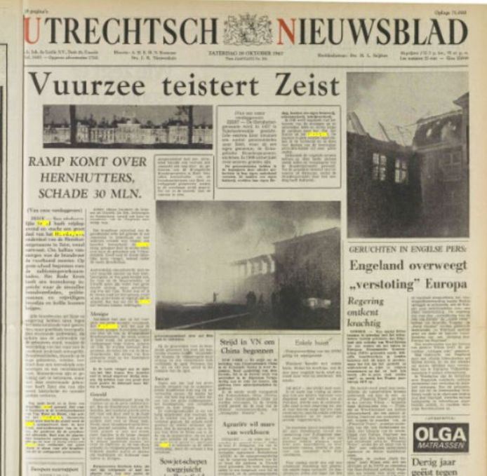 Voorpagina Utrechtsch Nieuwsblad 28 oktober 1967.