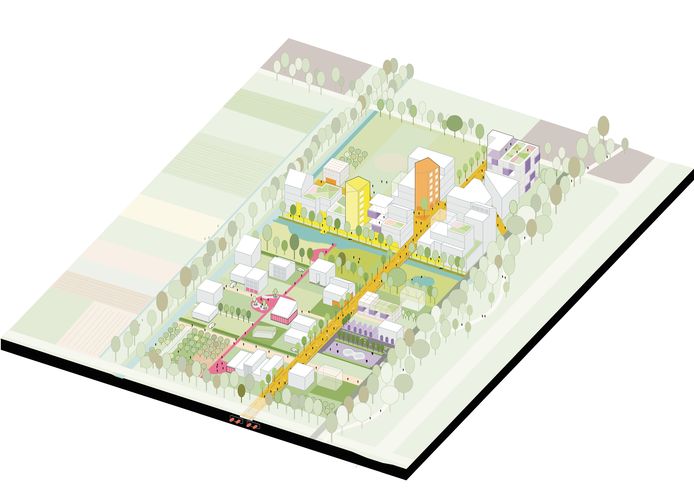 Proeftuin Living Lab 040 aan de Castiliëlaan in Eindhoven biedt uiteindelijk plaats voor 100-120 experimentele woningen. Het is verdeeld in de stadskamer (boven) en buurtkamer (beneden).