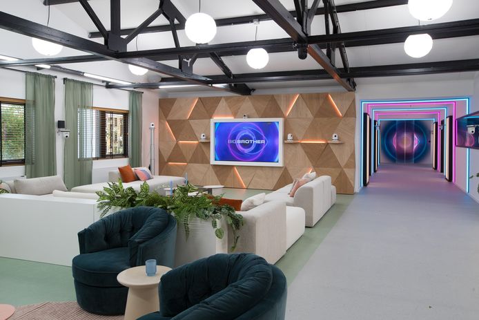De huiskamer in het nieuwe Big Brother-huis in Amsterdam-Zuidoost.