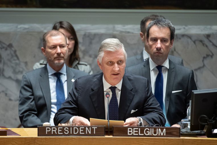 In februari sprak koning Filip in New York de VN-Veiligheidsraad toe. Hij pleitte ervoor kinderen in conflictgebieden beter te beschermen. Beeld EPA