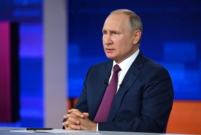 Vladimir Poetin in de tv-uitzending