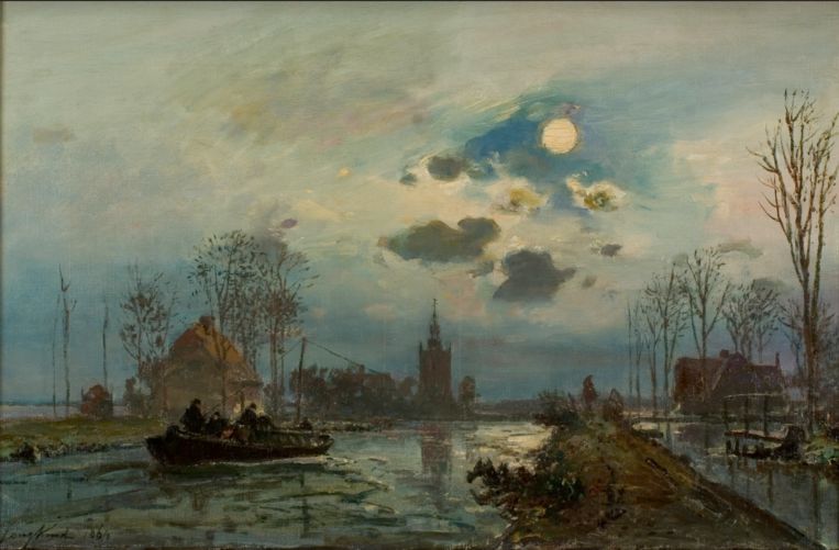 Maannacht bij Overschie, 1864, Johan Barthold Jongkind. Beeld Rijksmuseum Twente